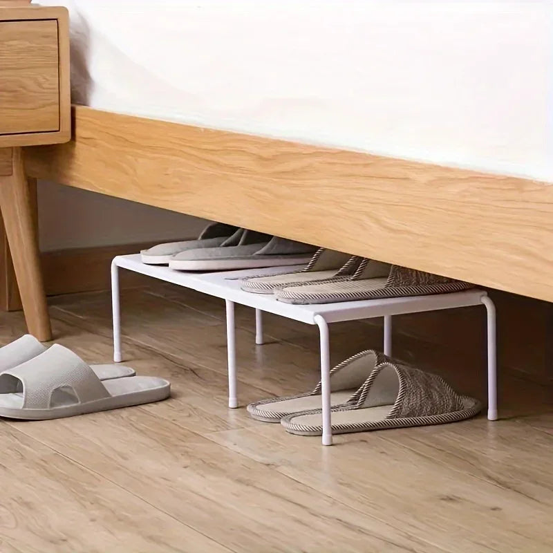 Adjustable Multi-Tier Plastic Shoe Rack — Space-Saving Storage Organizer for Sneakers, Slippers, Home, Dorm, Closet, White or Gray
