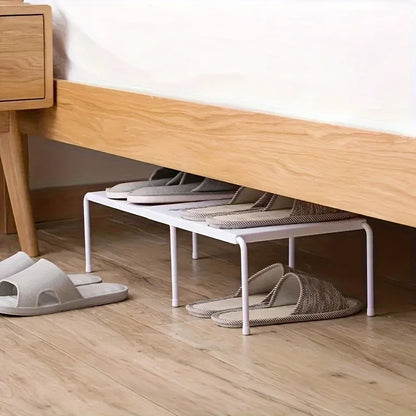 Adjustable Multi-Tier Plastic Shoe Rack — Space-Saving Storage Organizer for Sneakers, Slippers, Home, Dorm, Closet, White or Gray