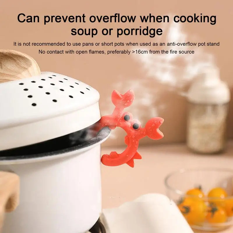 Crab Shaped Silicone Utensil Rest - Anti-Overflow Ladle & Spatula Holder Kitchen Countertop Gadget