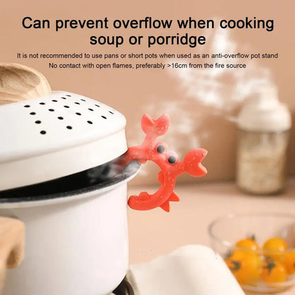 Crab Shaped Silicone Utensil Rest - Anti-Overflow Ladle & Spatula Holder Kitchen Countertop Gadget