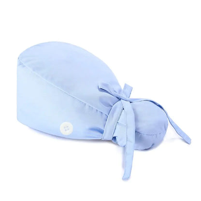 Adjustable Surgical Scrub Cap with Buttons – Ponytail Bouffant Nursing Turban Hat for Women & Men