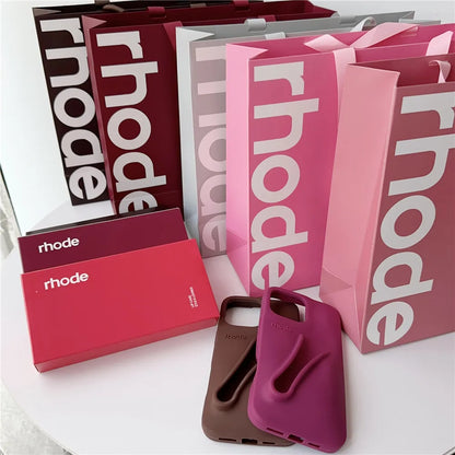 Rhode Bag iPhone Case - Lip Gloss Style Silicone Stand Cover for iPhone 17 Air 16 15 14 13 12 Pro Max Plus 16E