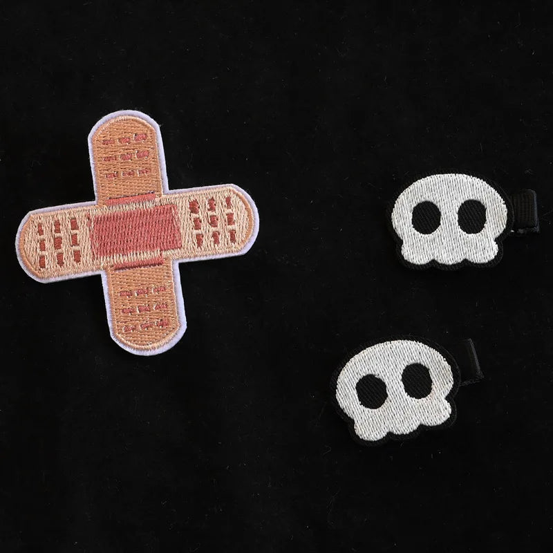 Gothic Lolita Cross Skull Hair Clip - Y2K Harajuku Punk Hairpin Accessory