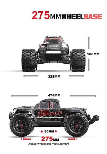 MJX 10208 Small Monster 1/10 Hypergo – 2.4G Brushless High-Speed RC Off-Road Vehicle for Adults, Professional Remote Control Car