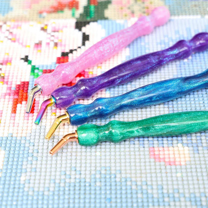 Purple 5D DIY Diamond Pen Set – Resin Tool with 6 Metal Pen Heads, Thread, and Clay for Diamond Painting