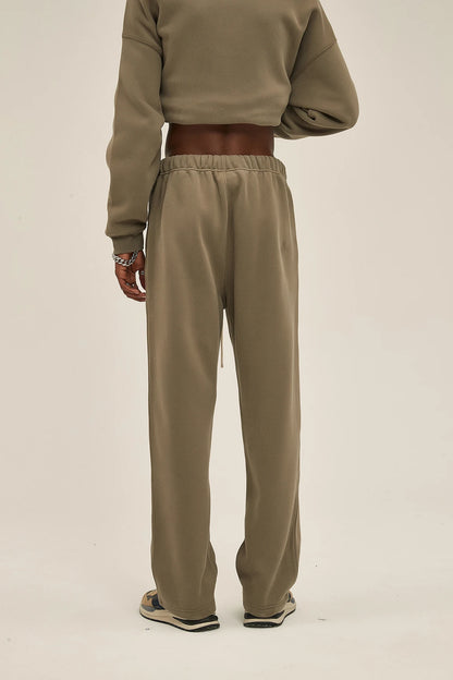 Straight-Lined Solid Color Cashmere Sweatpants – Soft Cozy Lounge Pants