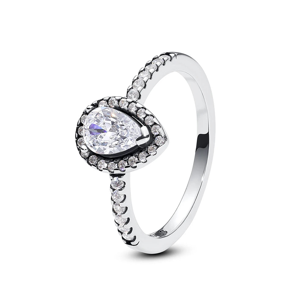 925 Sterling Silver Women’s Ring – Crown, Heart & Wishbone Design with Crystal, Rose Gold Engagement & Wedding Jewelry