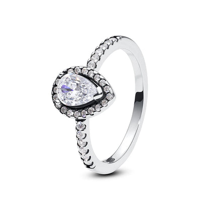 925 Sterling Silver Women’s Ring – Crown, Heart & Wishbone Design with Crystal, Rose Gold Engagement & Wedding Jewelry
