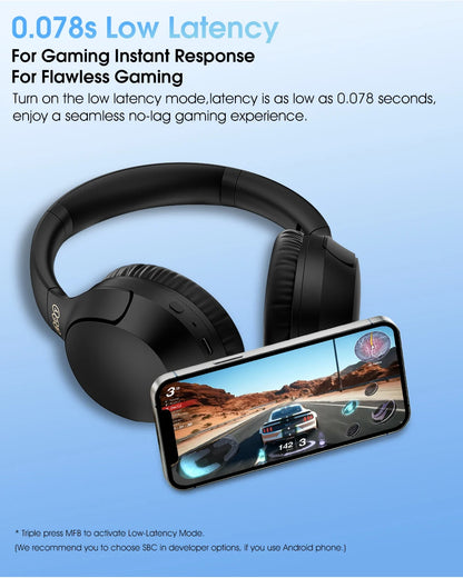 QCY H2 Pro Wireless Headphones - Bluetooth 5.3, HIFI 3D Stereo, BASS Mode Gaming Earbuds, 70H Playtime, Over-Ear Headset