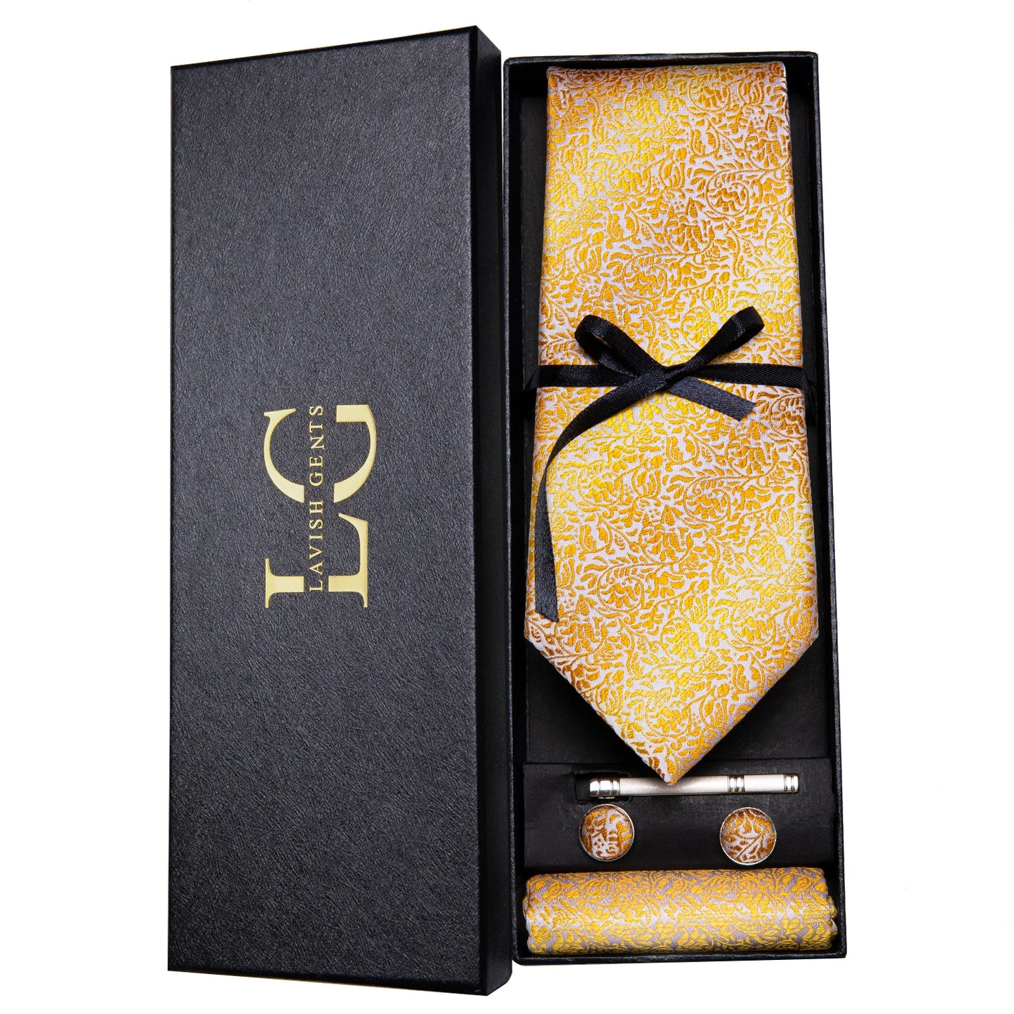 Hi-Tie Luxury Paisley Teal Green Tie Set - Men’s Classic Necktie with Handkerchief & Cufflinks Gift Box for Wedding & Formal Wear