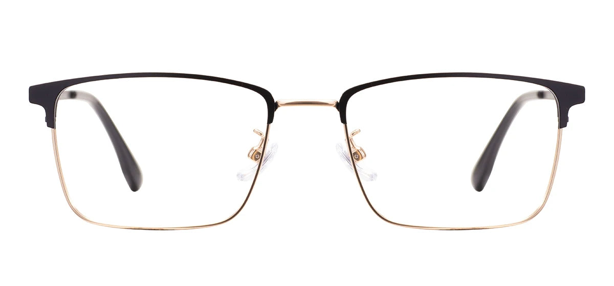 Comfortable Rectangular Men’s Business Glasses – Full Rim Browline Metal Frame for Optical Prescription Lenses
