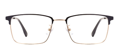 Comfortable Rectangular Men’s Business Glasses – Full Rim Browline Metal Frame for Optical Prescription Lenses