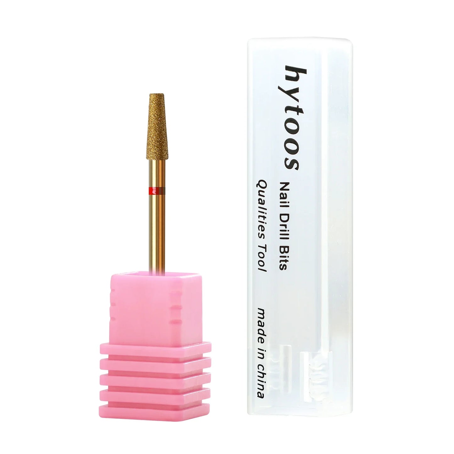 HYTOOS 3mm Tapered Cuticle Nail Drill Bit - Titanium Russian Diamond Nail Bits for Dead Skin Cleaning & Nail Care Accessories