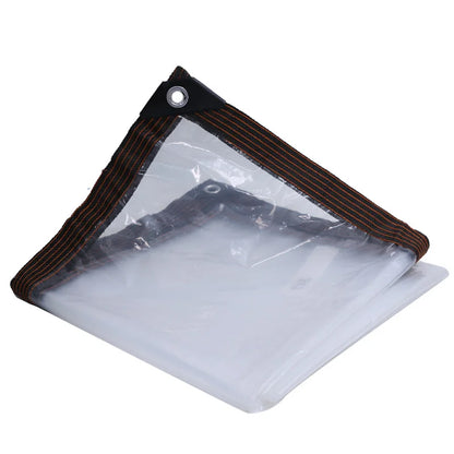 Clear Waterproof Tarp - Transparent Tear-Resistant Poly Cover with Rustproof Grommets for Patio, Garden & Chicken Coop
