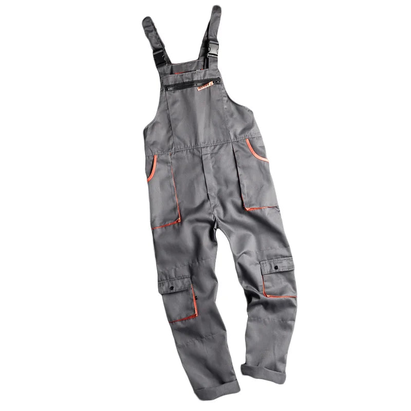 Men’s Long-Sleeve Jumpsuit - Zipper Pocket Casual Workwear Overalls, Plus Size S-4XL