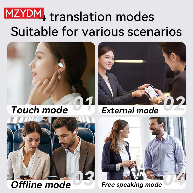 3-in-1 AI Translator Earbuds - Bluetooth 5.4 Smart Voice Headset with Real-Time Translation, Noise Cancellation & 144 Languages Support