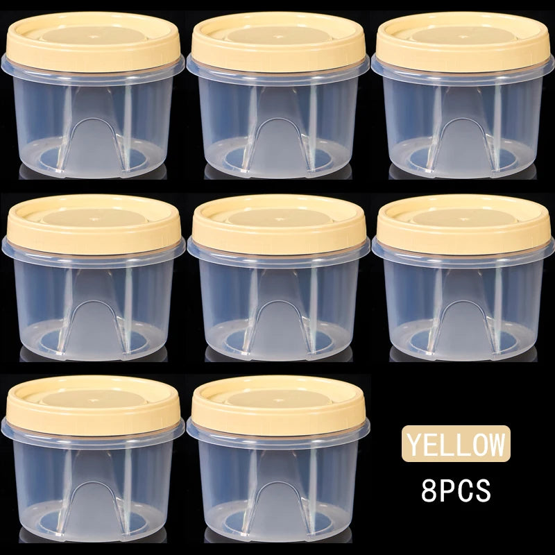 8Pcs 500ml Food Storage Containers - Round Sealed Fresh Keeping Boxes for Refrigerator, Fruits, Snacks & Microwave Heating