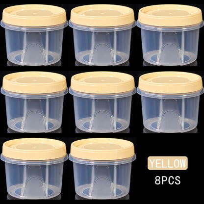8Pcs 500ml Food Storage Containers - Round Sealed Fresh Keeping Boxes for Refrigerator, Fruits, Snacks & Microwave Heating