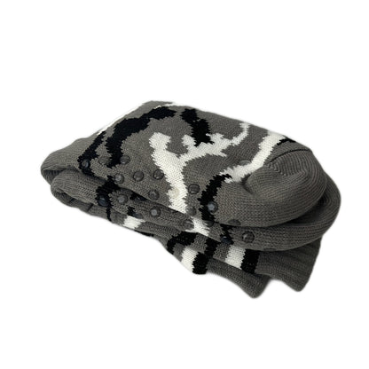 Men’s Winter Thermal Socks – Warm Leopard Print Short Plush Velvet Non-Slip Fuzzy Floor Socks, Camouflage Gift 2023