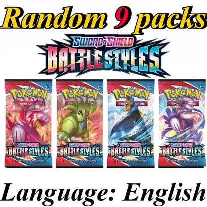 9 Pack Pokémon Trading Cards Set - English Booster Packs with Bright Stars, Prismatic Evolutions and Paldean Fates Gift Collection