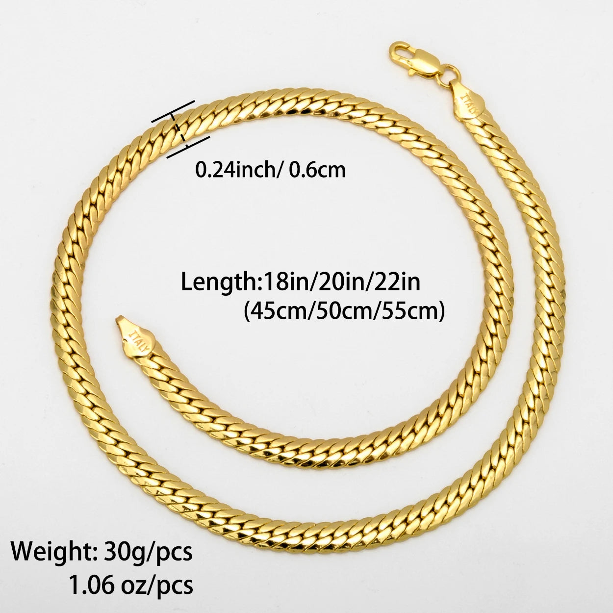Sunny Jewelry Gold Plated Copper Snake Chain Necklace for Men & Women - Italy 750, High Quality for Daily Wear & Gifts