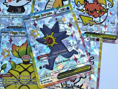 55PCS Shiny Holographic DIY Pokémon Anime Collection Cards Set – Cute Classic Gengar & Charizard Trading Cards Pack