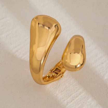 KMVEXO Wide Metal Chunky Bangles – Gold & Silver Waterdrop Open Cuff Bracelet for Women