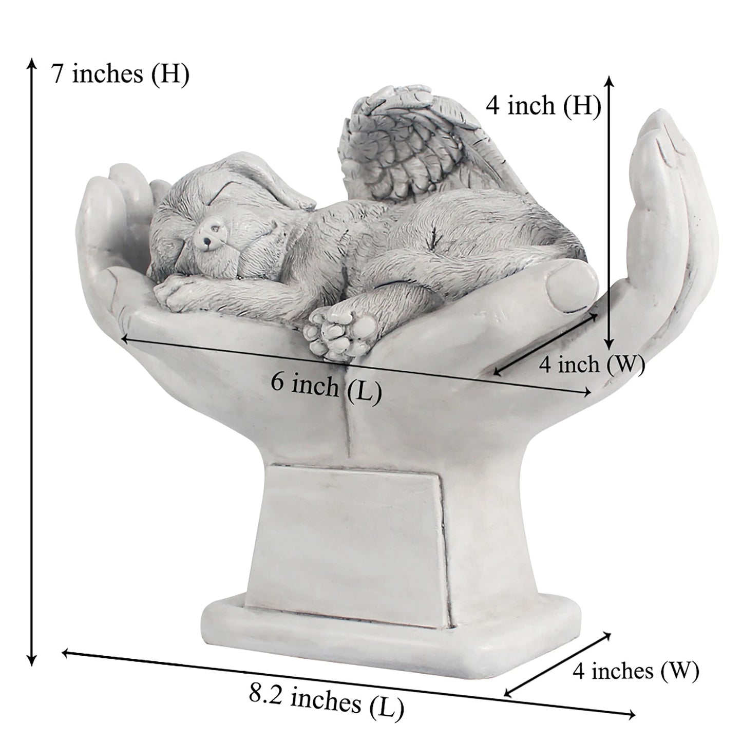 Personalized Dog Memorial Grave Marker – Angel Statue Stone with "In God's Hands" for Pet Headstone & Garden Tribute