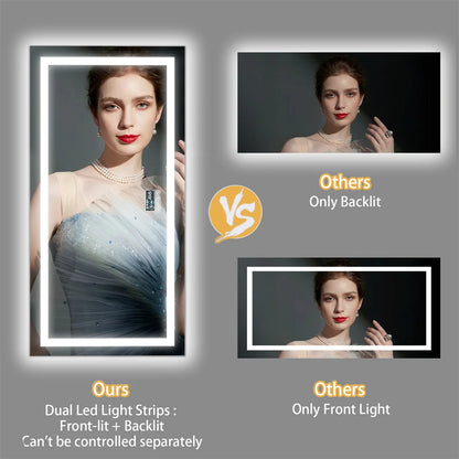 LUVODI Bluetooth LED Bathroom Mirror – Large Anti-Fog Lighted Vanity Mirror with 3-Color Modes