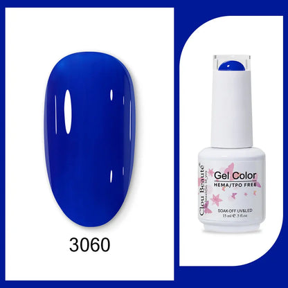 Clou Beaute 15ml Gel Nail Polish Set – Red Black White Green Neon UV Soak-Off Semi-Permanent Nail Varnish Base & Velvet Top Coat