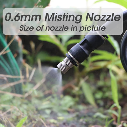 3/8" Misting Cooling System Kit – 360° 0.6mm Nozzle Atomizer with PE Tubing & 80 Mesh Filter for Garden Irrigation Watering