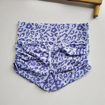 Women's Leopard Print Seamless Yoga Shorts - High-Waisted Butt-Lifting Fitness Workout Shorts