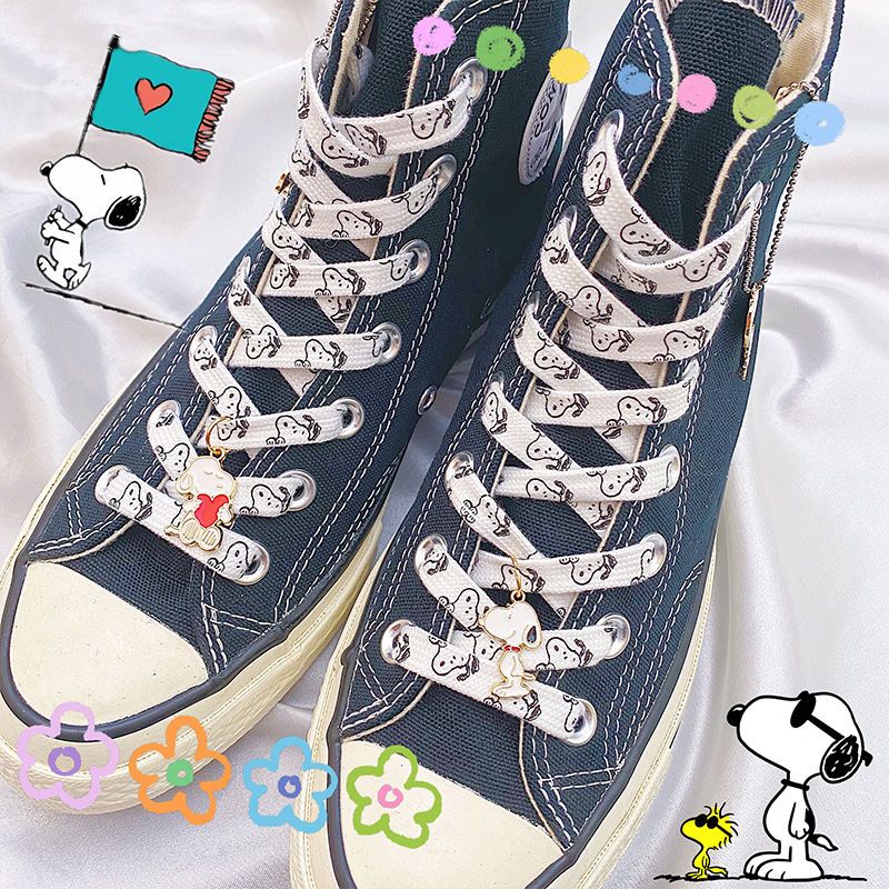 Snoopy Thick Flat Shoelaces – Non-Elastic Athletic & Casual Sneaker Accessories