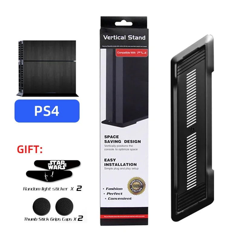 DATA FROG Non-Slip Vertical Stand — Cooling Bracket & Dock Holder for PS4, PS4 Slim, PS4 Pro