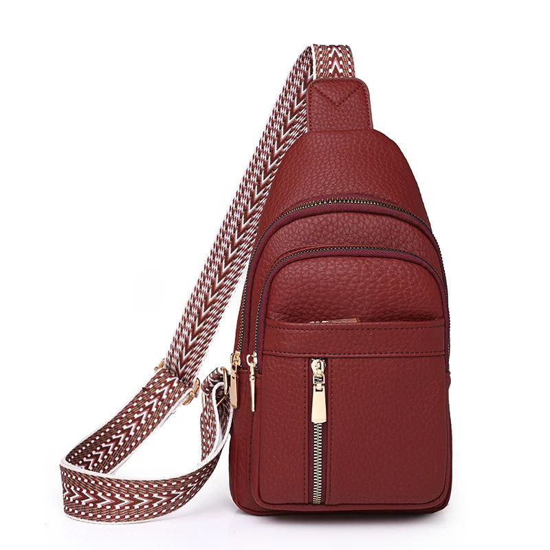 2024 New Women's PU Leather Chest Bag – Fashion Crossbody Shoulder Bag, High-Quality Casual Sac à Main