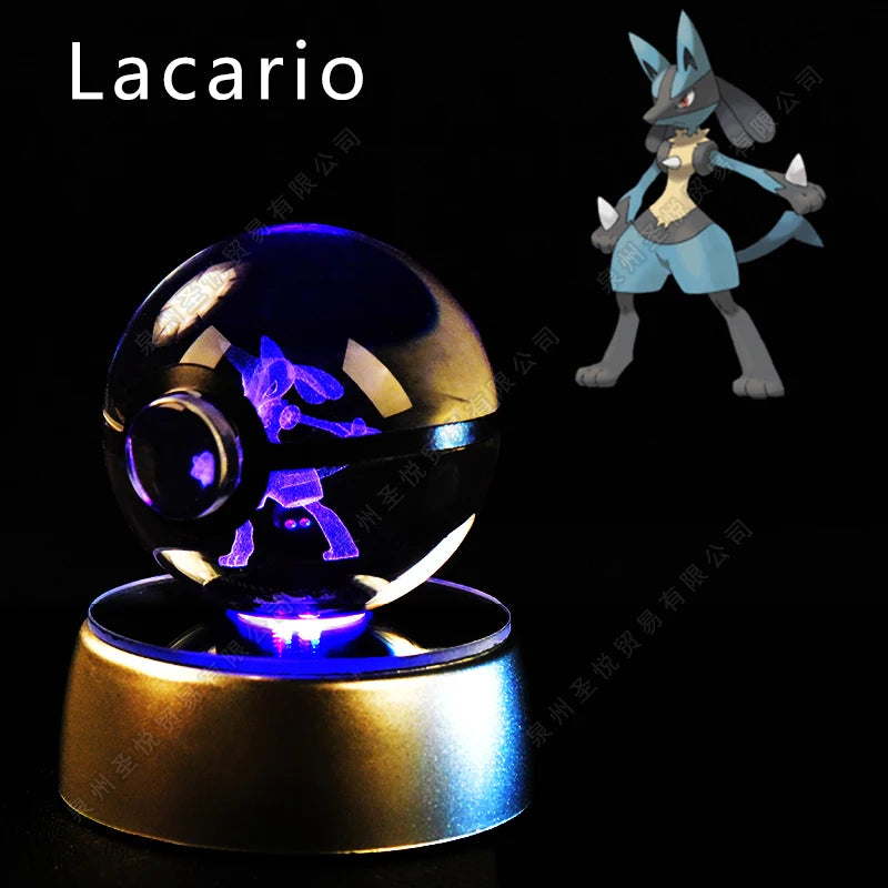 Pokémon Crystal Ball Night Light - 3D Pikachu Gengar Mewtwo Glass Lamp Statue Kids Birthday Gift
