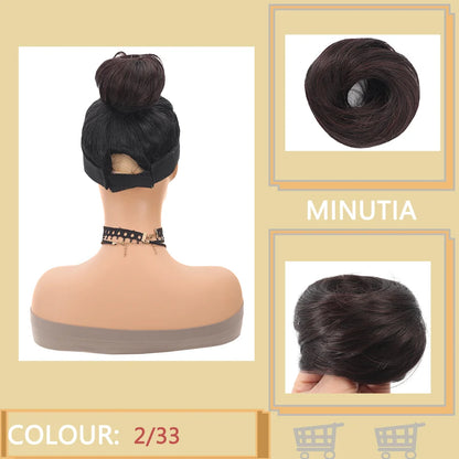 Allaosify Synthetic Bun – Straight Hair Circle with Elastic Rope, Natural Dark & Light Hair Color, Hair Accessories for Women