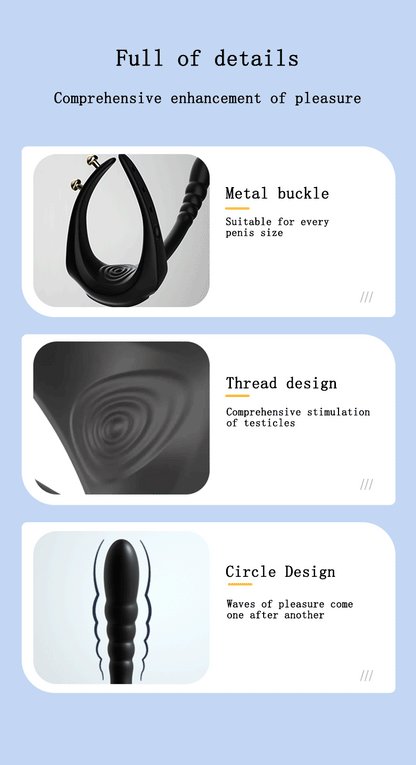Adjustable Vibrating Penis Ring – Delayed Ejaculation, Enlargement, Prostate & Anal Massage Adult Male Sex Toy