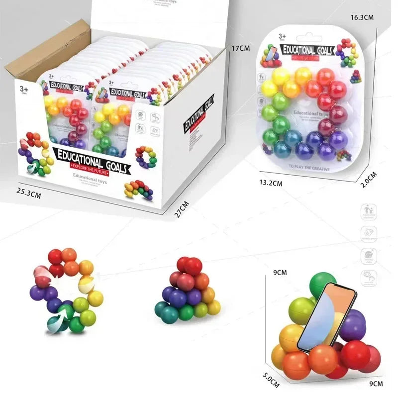 2025 3D Fidget Puzzle Ball Toy – Endless Twist & Turn Flexible Joint Stress Relief Desk Sculpture, Sensory Toy for Kids & Adults Gift