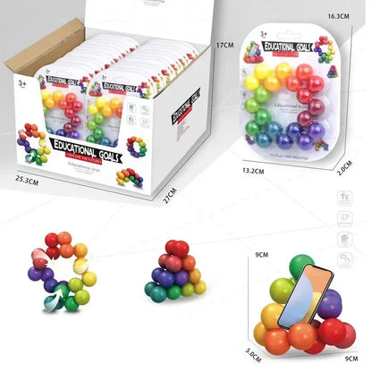 2025 3D Fidget Puzzle Ball Toy – Endless Twist & Turn Flexible Joint Stress Relief Desk Sculpture, Sensory Toy for Kids & Adults Gift