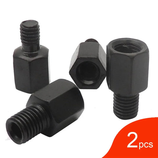 Pair Black Motorcycle Mirror Adapters M10 & M8 – 8mm/10mm Rearview Mirror Conversion Bolts, Left & Right Thread