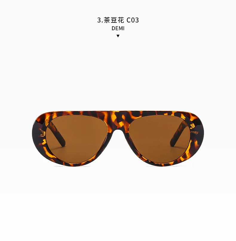 Fashion Retro Oval Large Frame Sunglasses — Minimalist Design UV-Resistant Eyewear for Women