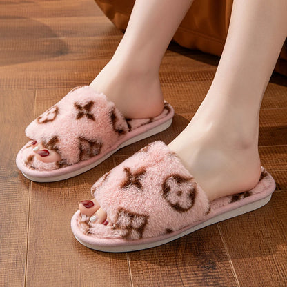 Fuzzy Fur Women’s Slippers — Indoor Autumn/Winter Luxury Plush Flats, Fluffy Casual Slides, Elegant Home Shoes