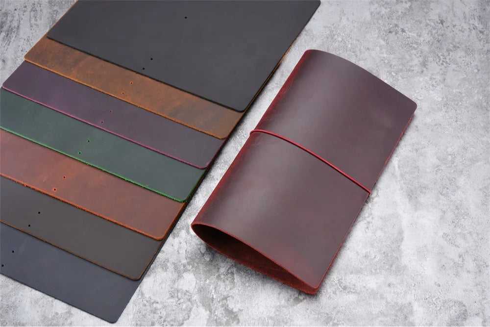 7-Color DIY Leather Notebook Cover – A5, Standard, Pocket, and Passport Sizes, Travel Journal Covers