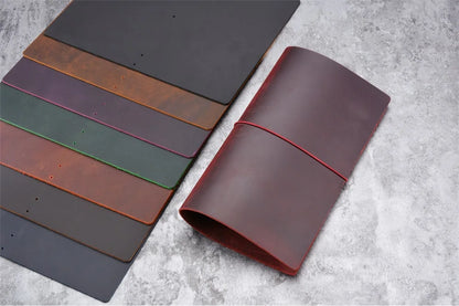 7-Color DIY Leather Notebook Cover – A5, Standard, Pocket, and Passport Sizes, Travel Journal Covers