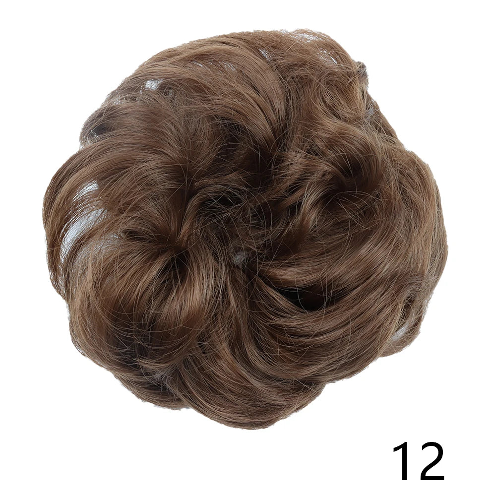 Synthetic Wavy Hair Bun Wig – Elastic Rubber Scrunchie Curly Ponytail Hair Extension for Ladies