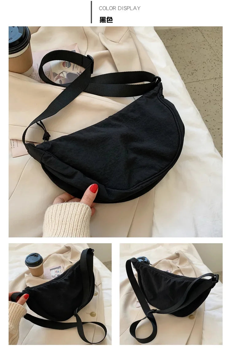 Casual Nylon Hobo Crossbody Bag for Women – Shoulder, Half Moon, Tote Travel Shopper & Purses