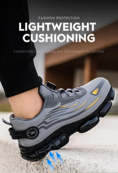 Rotating Button Safety Shoes for Men – Anti-Smash, Anti-Puncture Work & Security Protective Boots, Fashion Sport Design