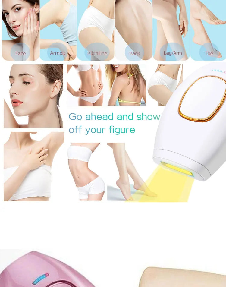 Body Bikini IPL Hair Removal Device — 500,000 Flash Permanent Painless Laser Epilator for Women, Home Use