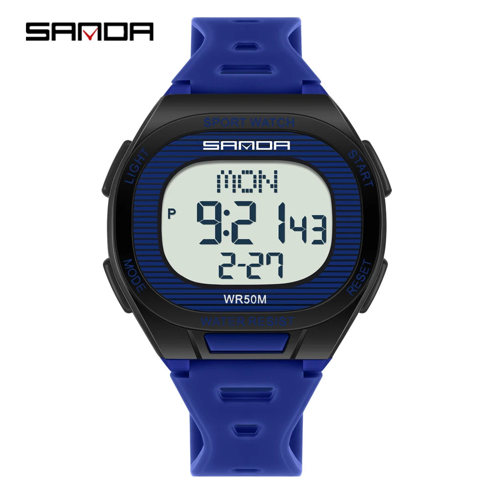 SANDA 2195 Square Digital Watch - Multifunction Waterproof LED Sports Wristwatch for Students